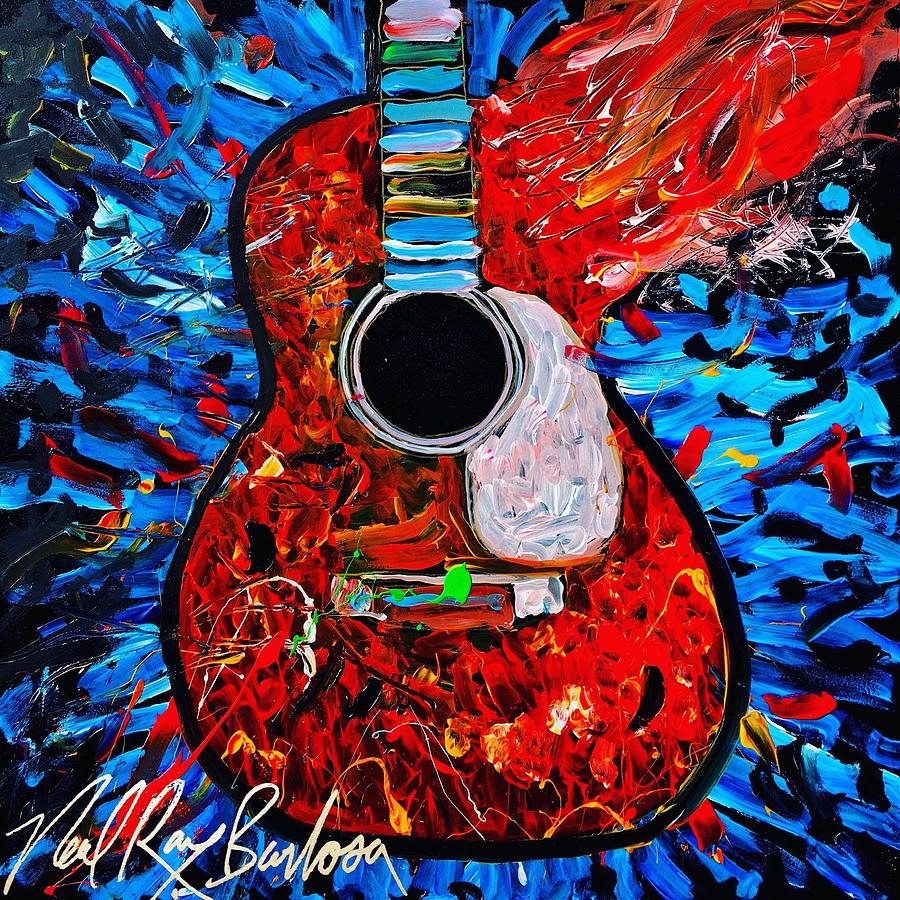 Asteroid guitar Painting by Neal Barbosa