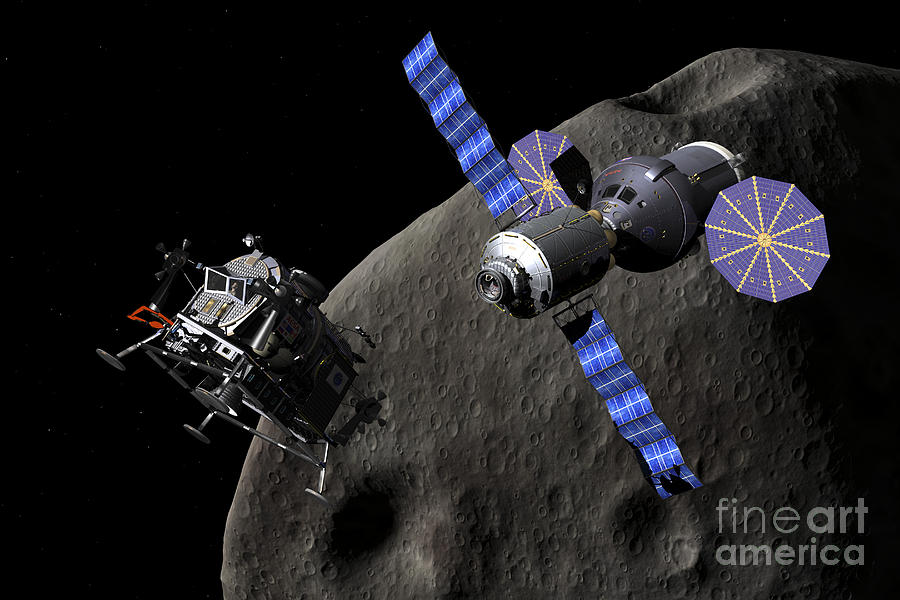 Asteroid Lander Departs From Deep Space Digital Art