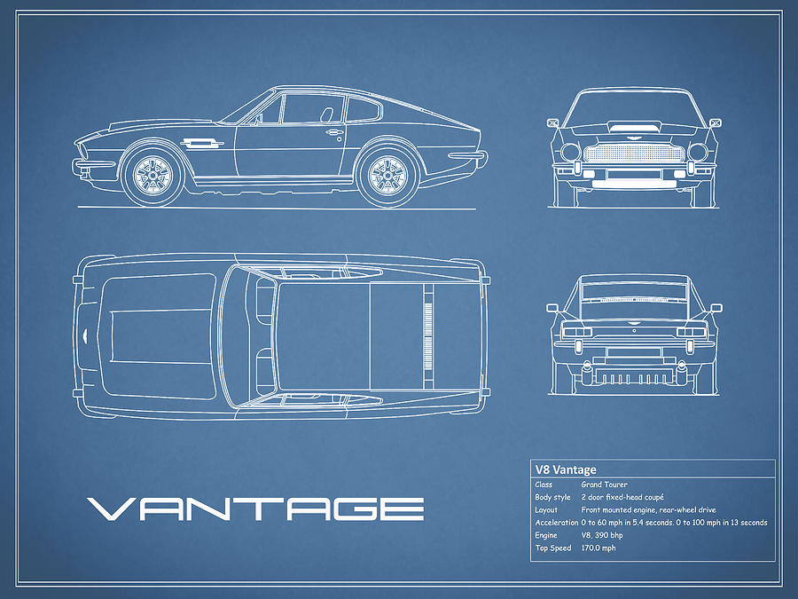 Aston Martin V8 Vantage Blueprint Photograph by Mark Rogan