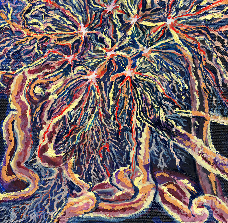 Biology Painting - Astrocytes Microbiology Landscapes Series by Emily McLaughlin Biology Painting - Astrocytes Microbiology Landscapes Series by Emily McLaughlin