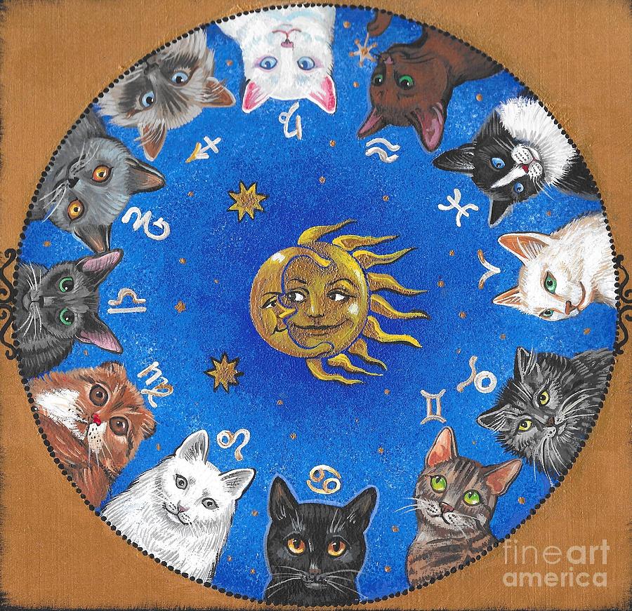 Astrological Cats Painting by Margaryta Yermolayeva