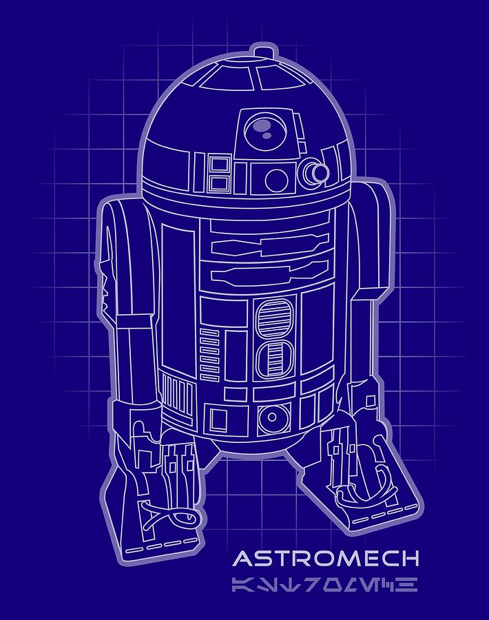 Star Wars Digital Art - Astromech Blueprint by Edward Draganski