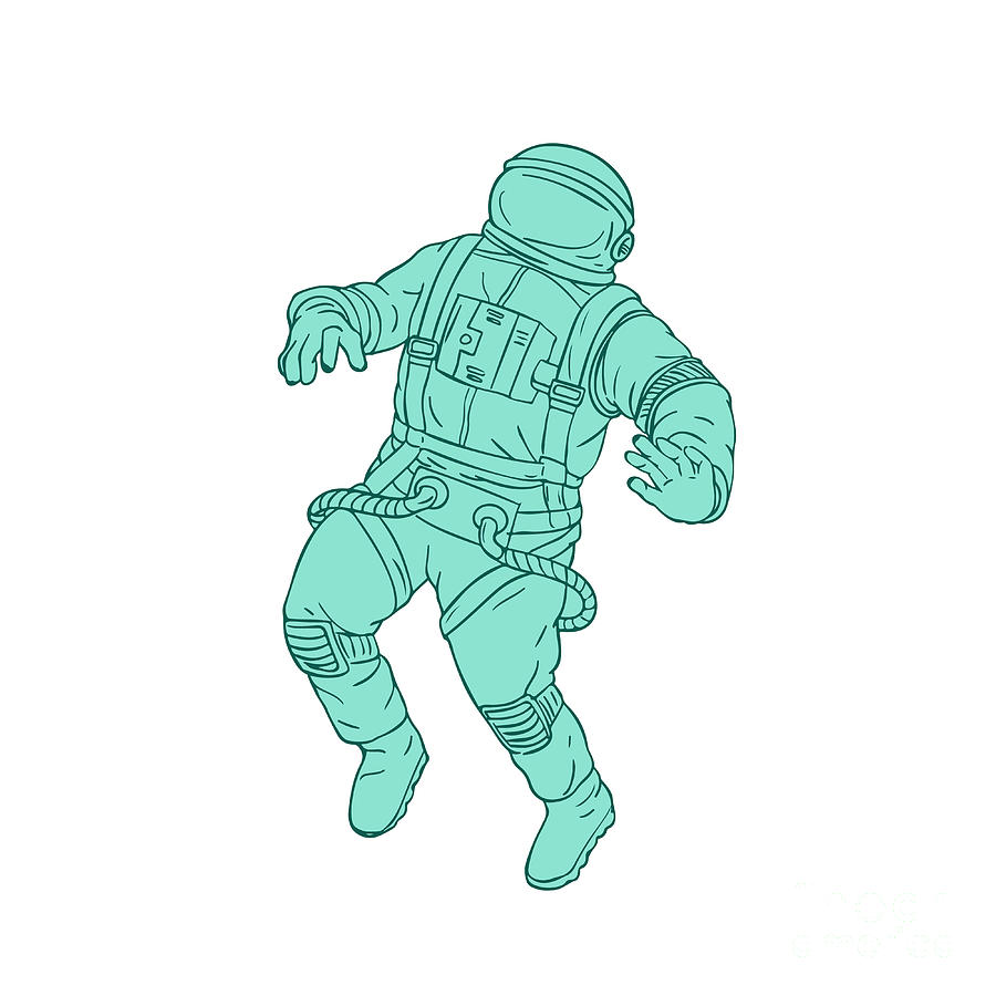 Astronaut Floating in Space Drawing Digital Art by Aloysius Patrimonio