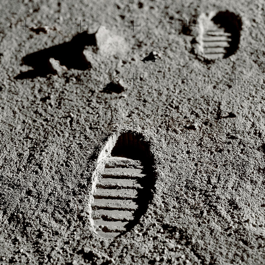 Space Photograph - Astronaut Footprints On The Moon by Detlev Van Ravenswaay