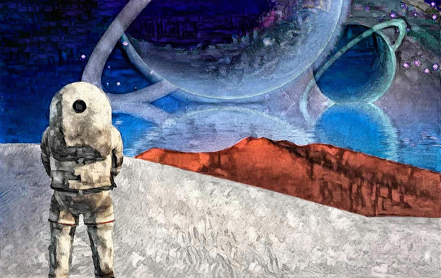 Astronaut on exosolar planet Digital Art by Bruce Rolff