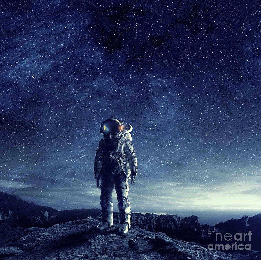 Astronaut standing on Mars alone Digital Art by Dhiya Abbas | Pixels