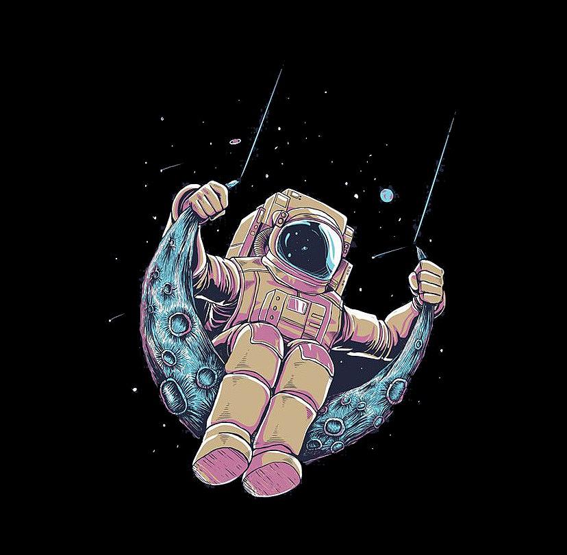 Astronaut Swinging On The Moon Painting by Zaid Maroof