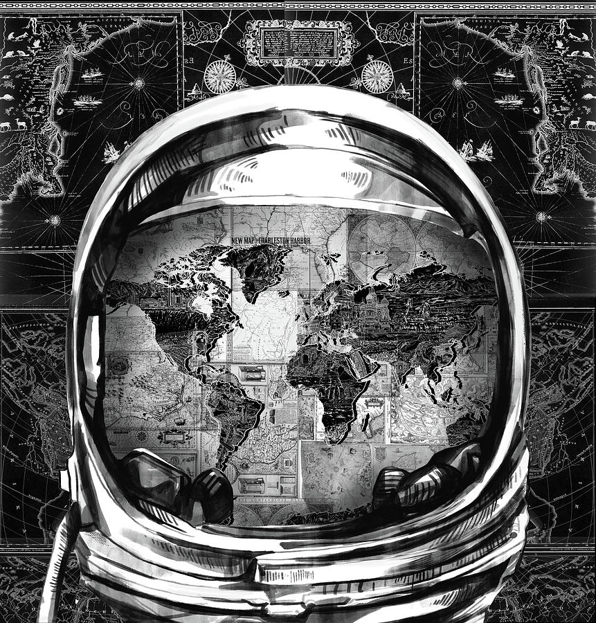 Astronaut World Map 1 Painting