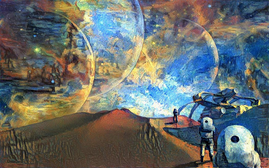 Astronauts on a red planet Digital Art by Bruce Rolff