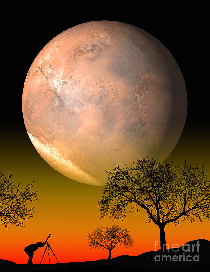 Astronomer Looking At Mars Photograph by Larry Landolfi