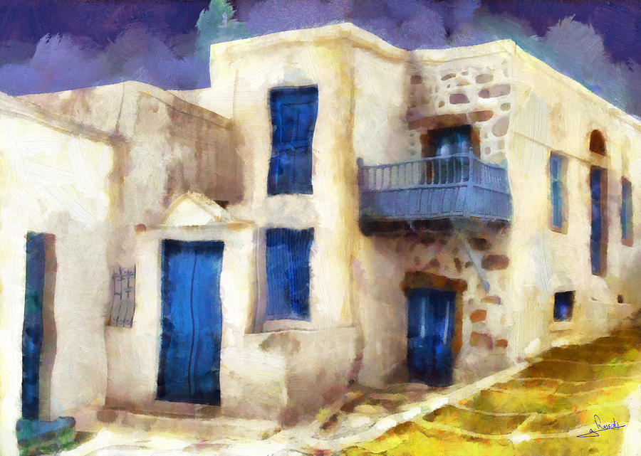 Astypalaia island Painting by George Rossidis