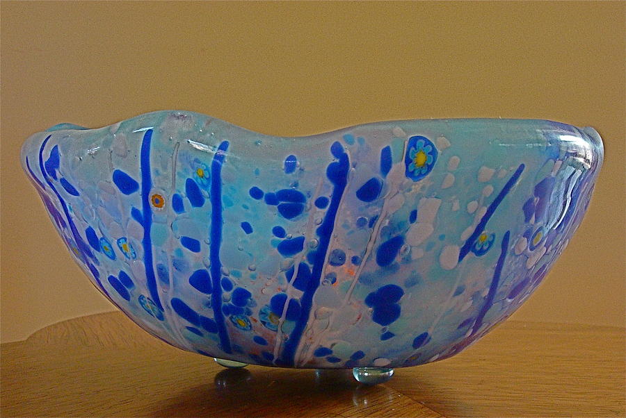 Asymmetrical Bowl In Blue Glass Art By Cydney Morel-corton 