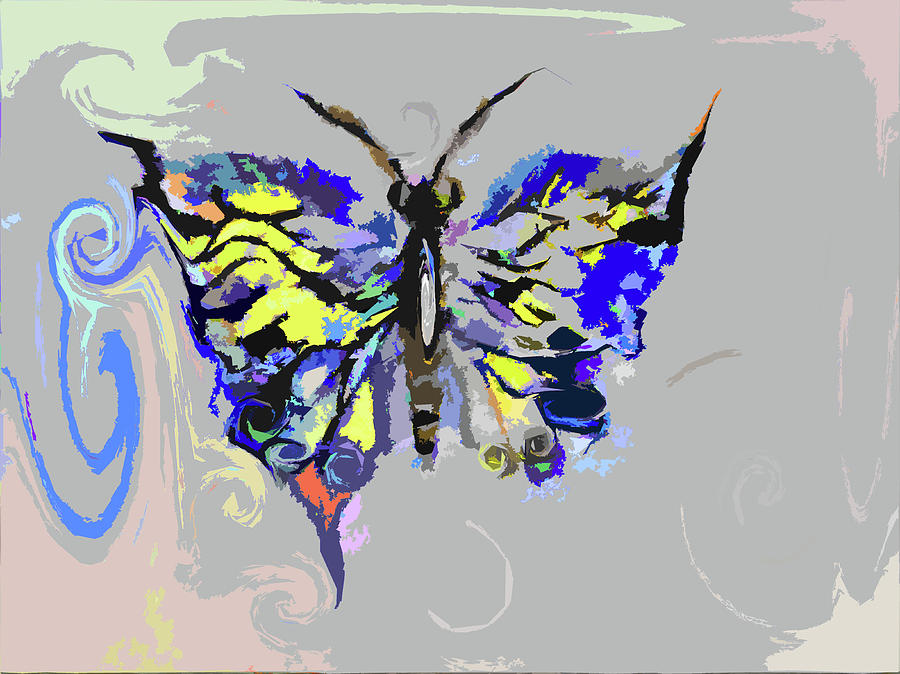 Asymmetrical Butterfly Painting Digital Art by Lisa Kaiser