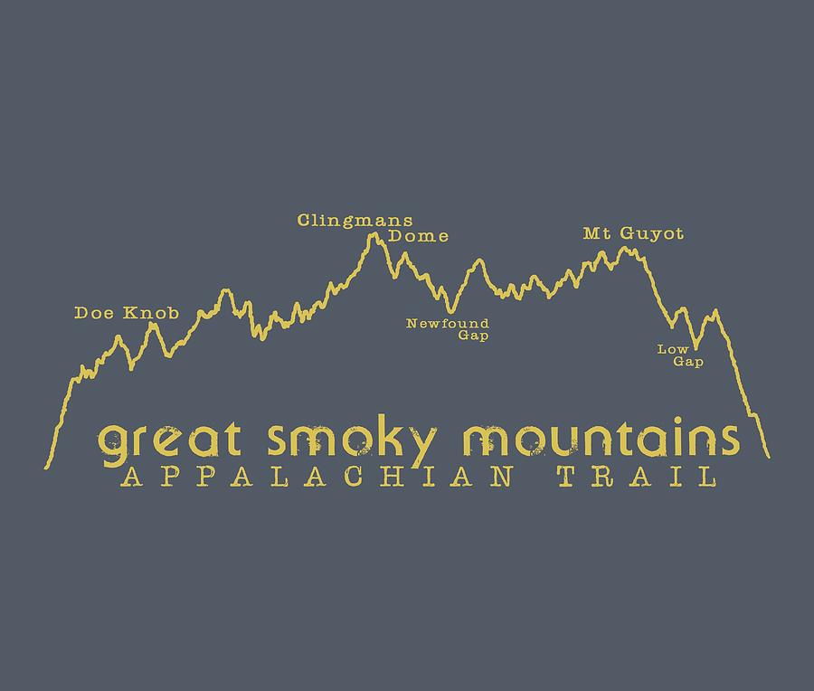 National Parks Digital Art - AT Elevation Profile GSM Mustard by Heather Applegate