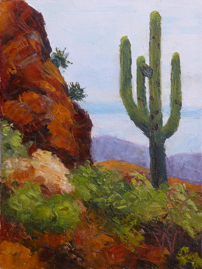 At Javelina Rocks Painting by Susan Woodward