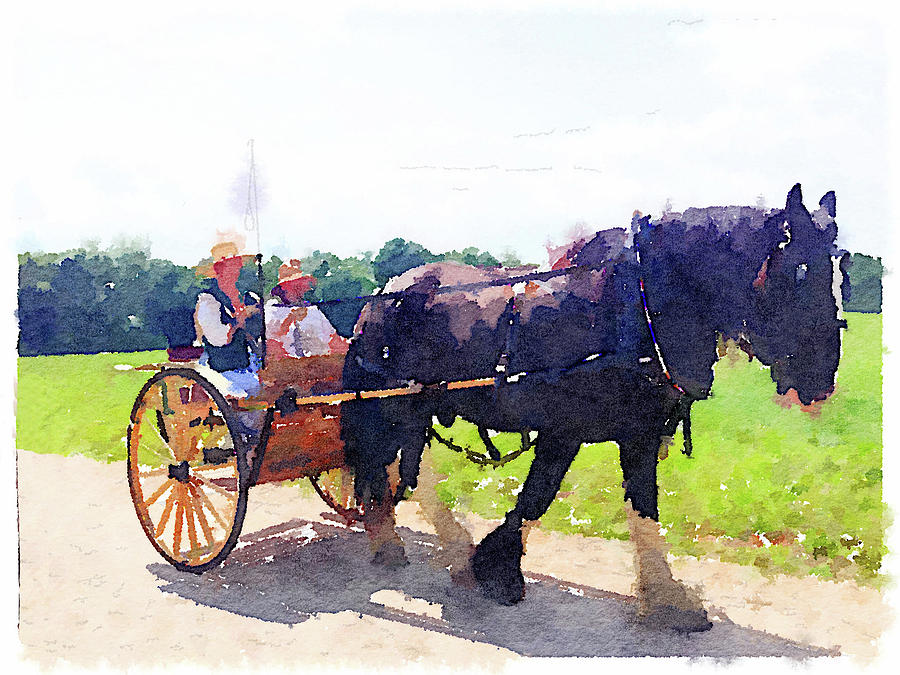 Horse and Buggy at Mount Vernon Digital Art by Charles Kraus
