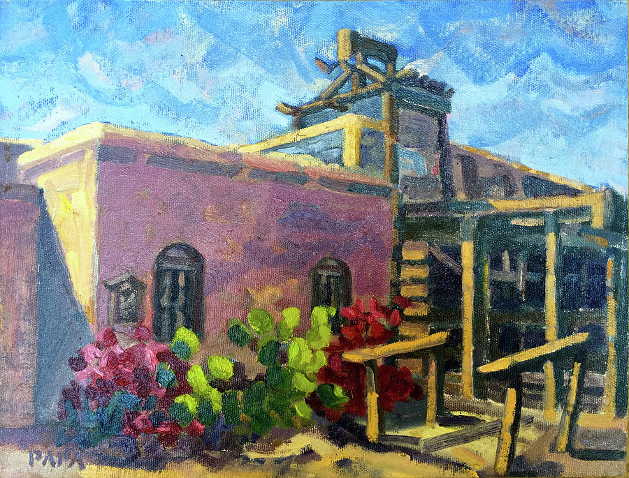 Plein Air Painting - At Old Tucson by Ralph Papa