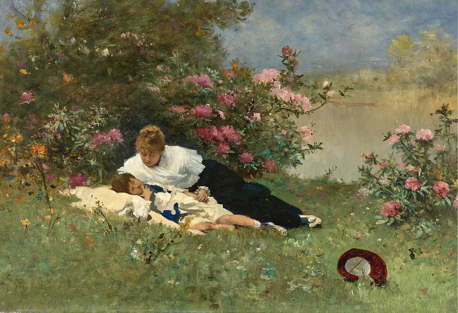 At Rest among the Flowers Painting by Ferdinand Heilbuth - Fine Art America