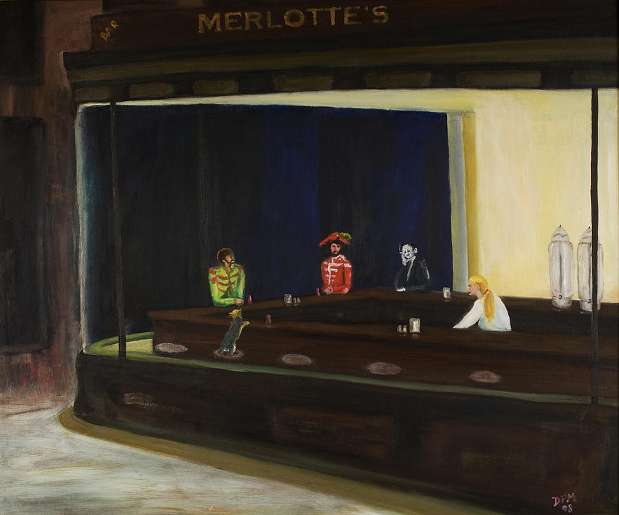 Nighthawks Painting - At Sams by David McGhee Nighthawks Painting - At Sams by David McGhee