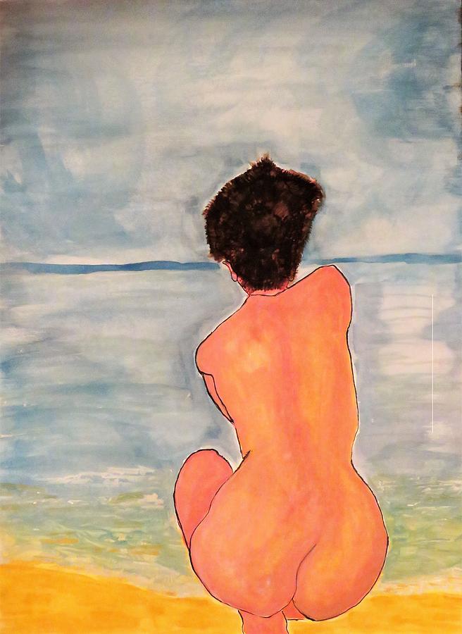Nude Woman Digital Art - At Shores Edge by Mario Carta