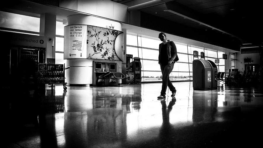 At the airport - Dublin, Ireland - Black and white street photography Photograph by Giuseppe Milo