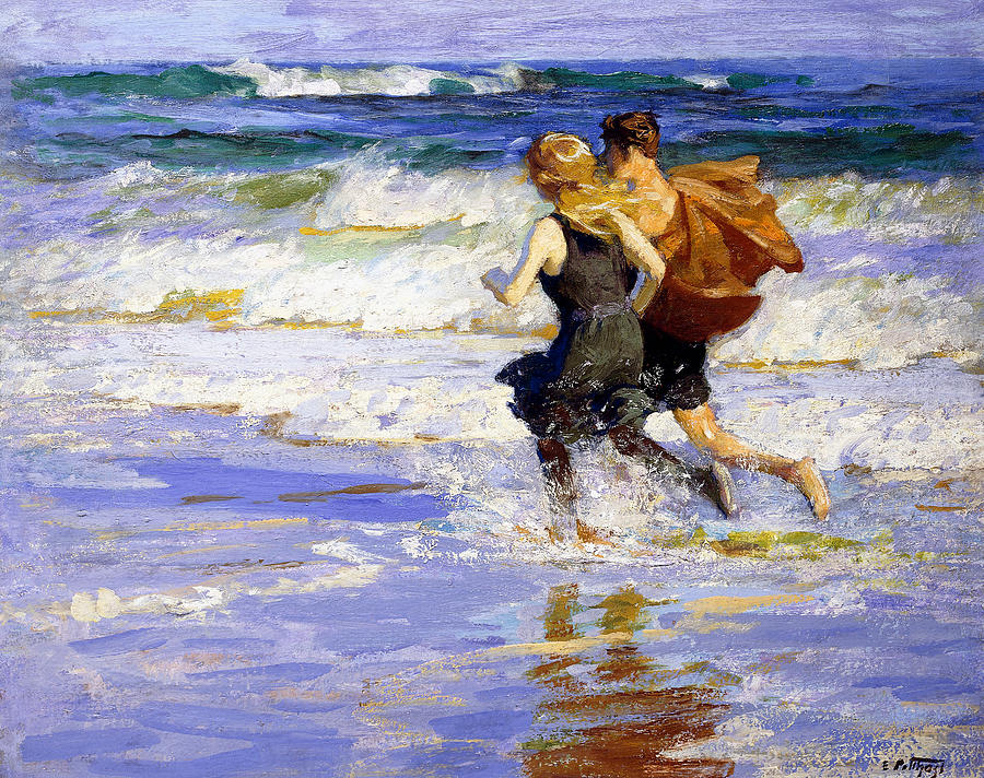 Edward Henry Potthast Painting - At the Beach by Edward Henry Potthast 