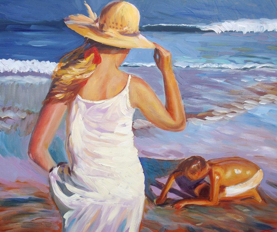 At The Beach Painting