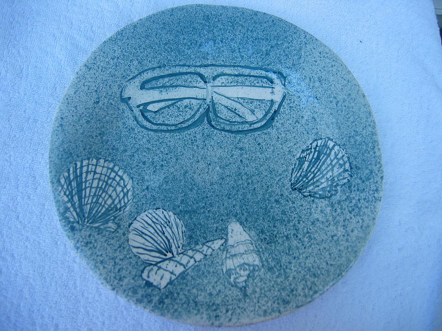 Plate Ceramic Art - At the beach by Julia Van Dine