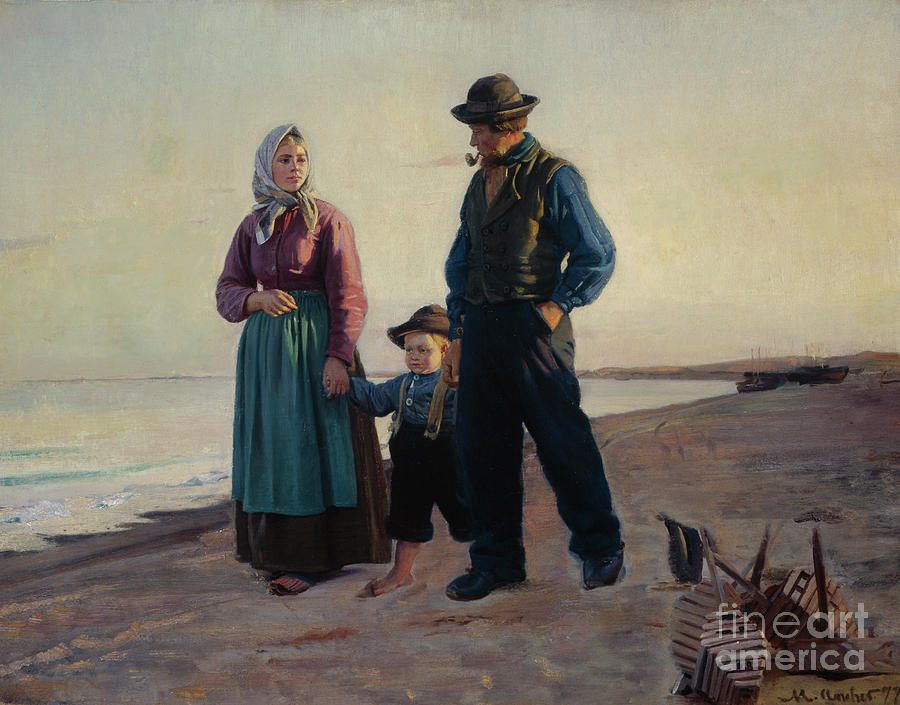 At the beach Painting by O Vaering