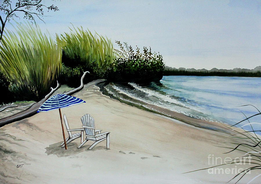 Beach Painting - At the Breezy Beach by Elizabeth Robinette Tyndall