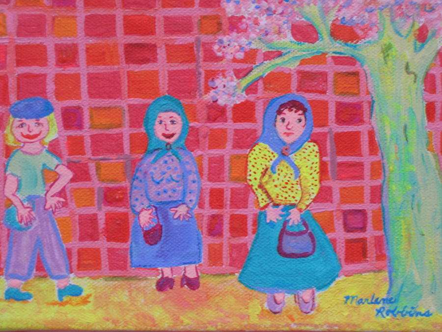 At the Bus Stop Painting by Marlene Robbins