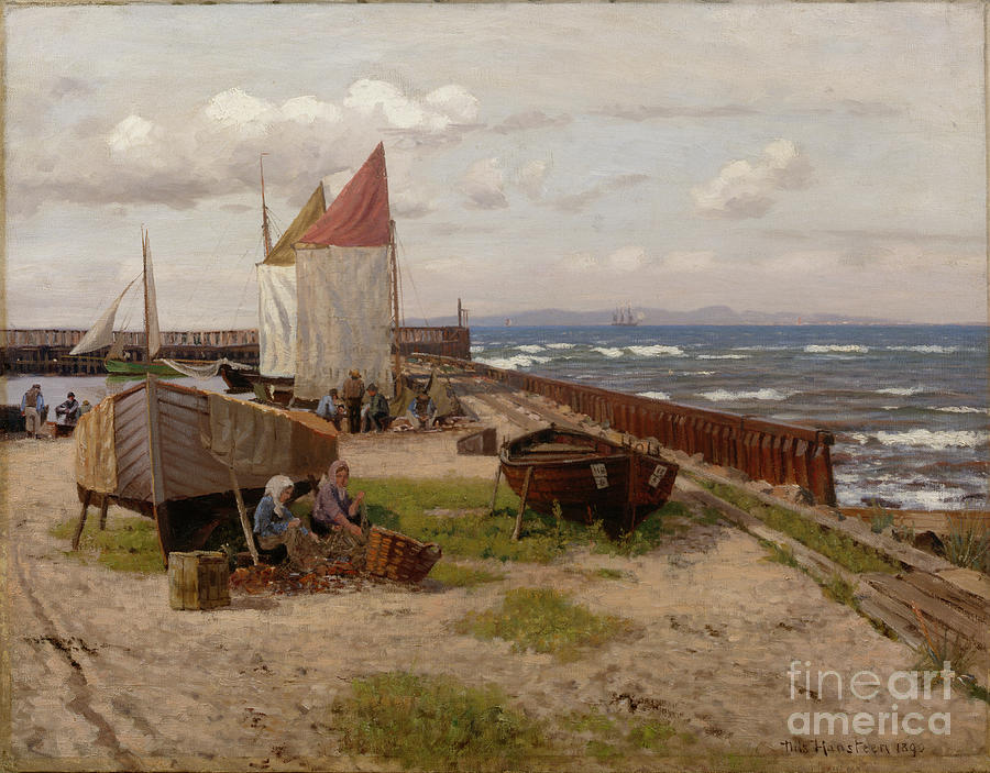Nils Hansteen Painting - At the coast by by O Vaering