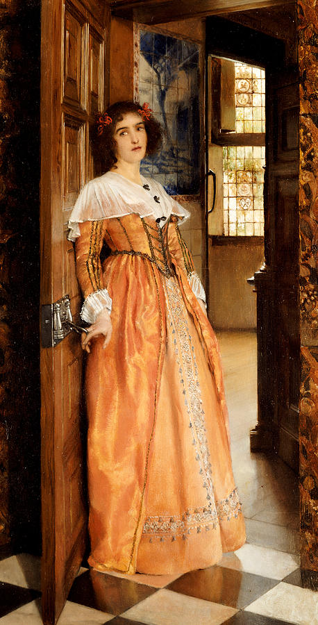 At The Doorway Painting by Laura Theresa Alma-Tadema