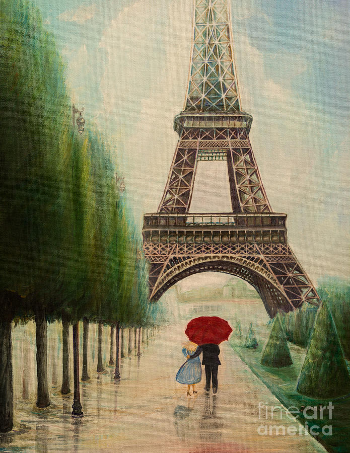 At the Eiffel Tower Painting by Zina Stromberg