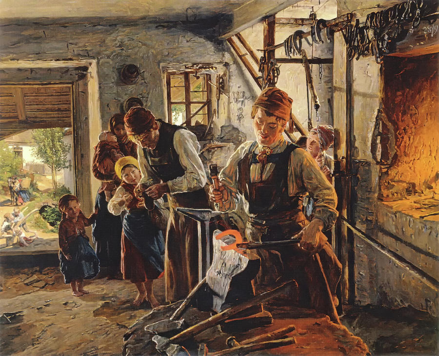 Vintage Painting - At The Farrier by Mountain Dreams