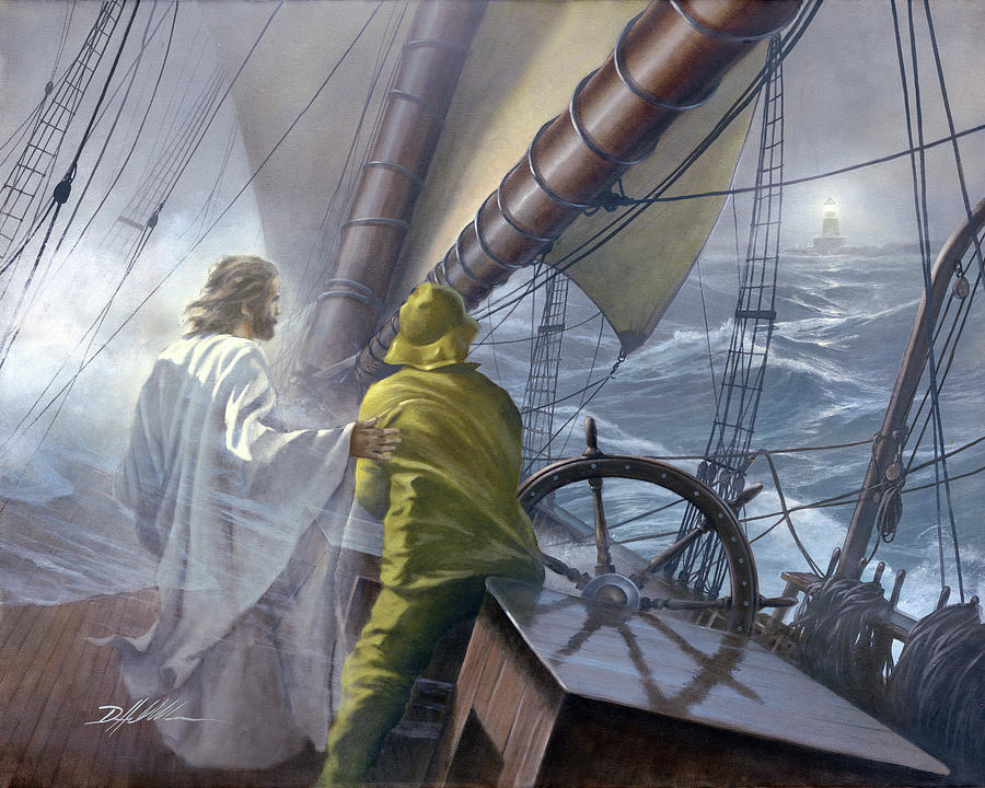 Jesus Christ Painting - At the Helm  by Danny Hahlbohm