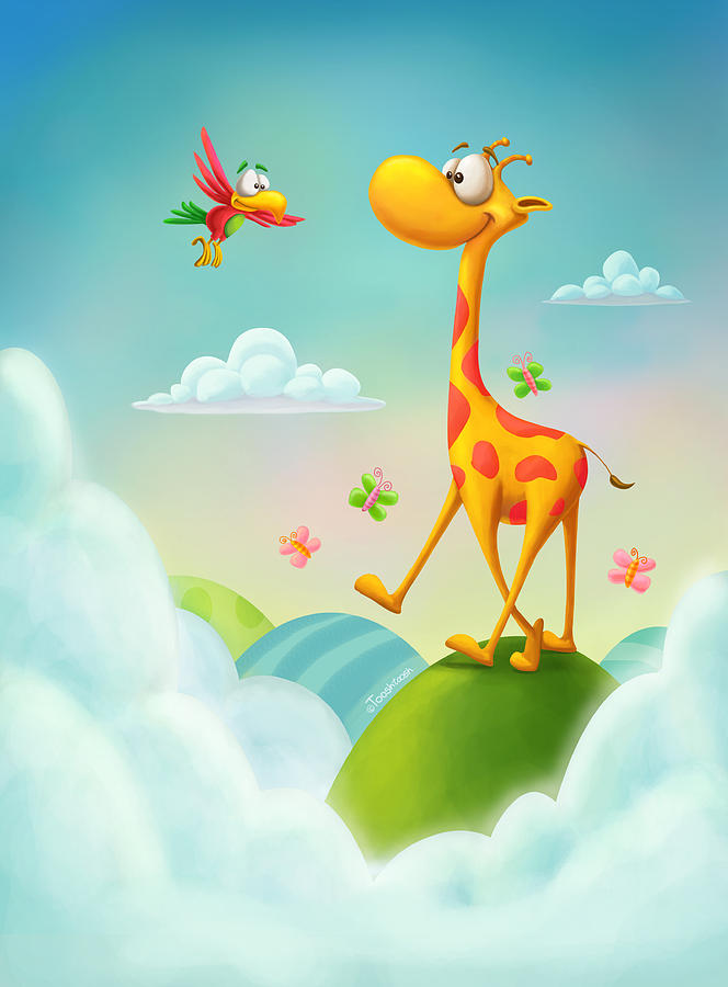 Giraffe Digital Art - At the Hop by Tooshtoosh