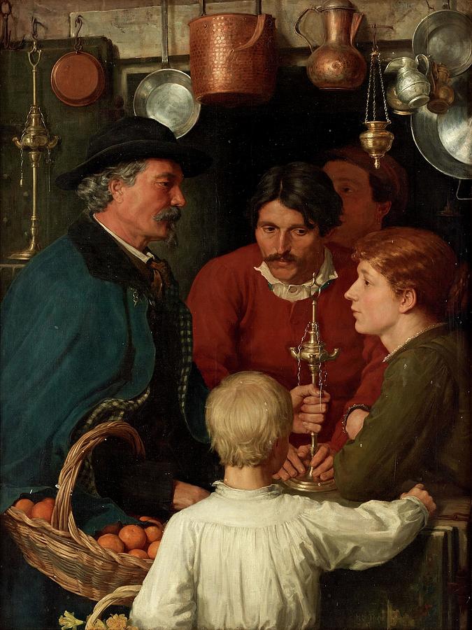 At the Metal Merchant Painting by Henry Scott Tuke