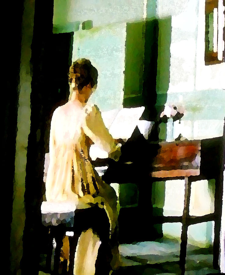 Music Painting - At The Piano by Ellen Lerner ODonnell