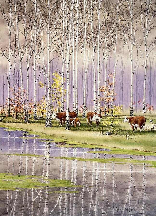 At the Pond Painting by Conrad Mieschke