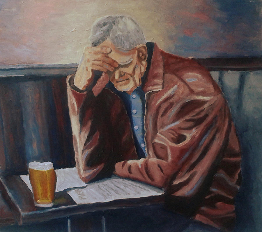 Beer Painting - At the pub by Mats Eriksson