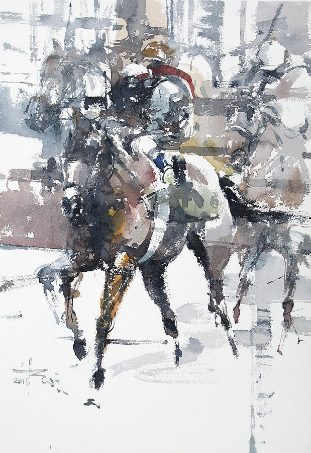 Horse Painting - At the Races 18 by Tony Belobrajdic