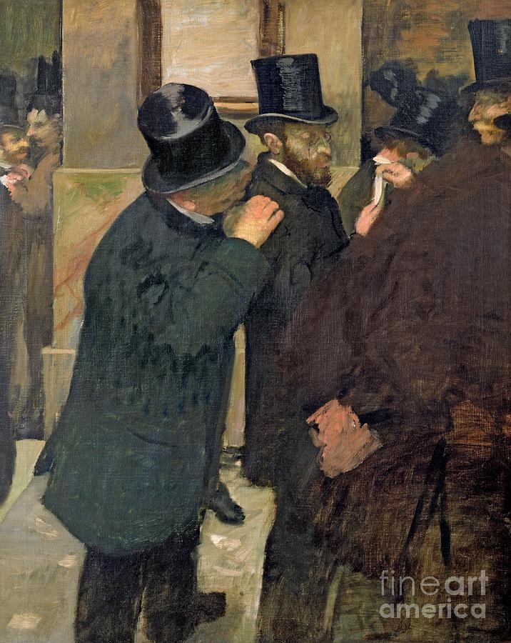 Edgar Degas Painting - At the Stock Exchange by Edgar Degas