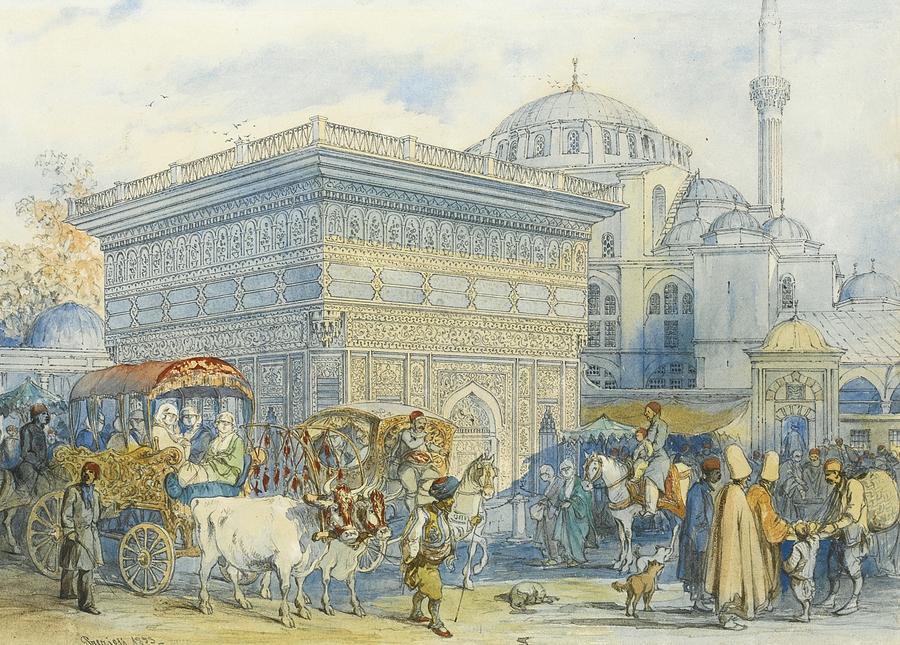 At The Tophane Istanbul Painting by Amadeo Preziosi