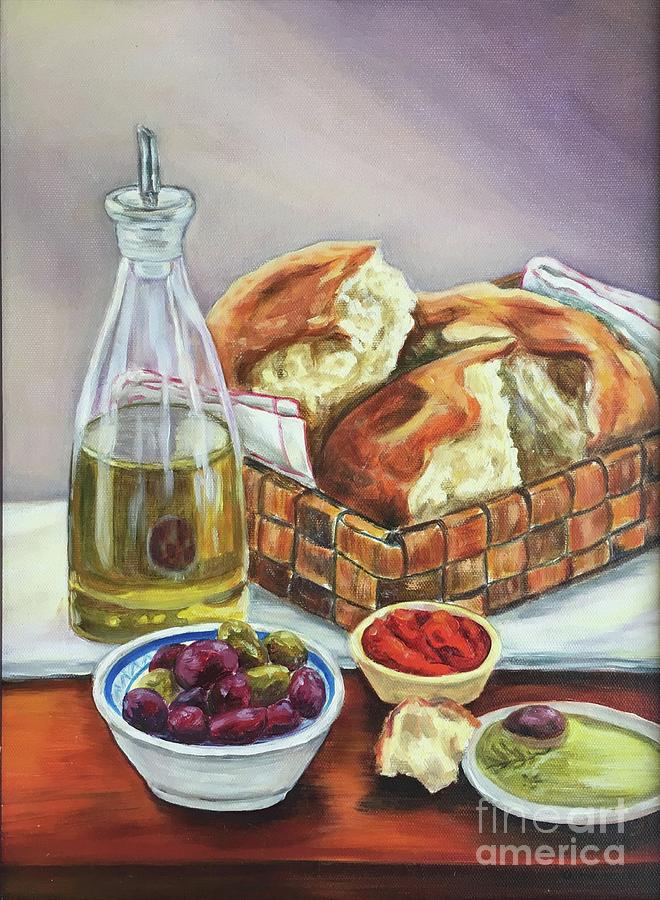 Food And Beverage Painting - At the Trattoria  by Laura Napoli