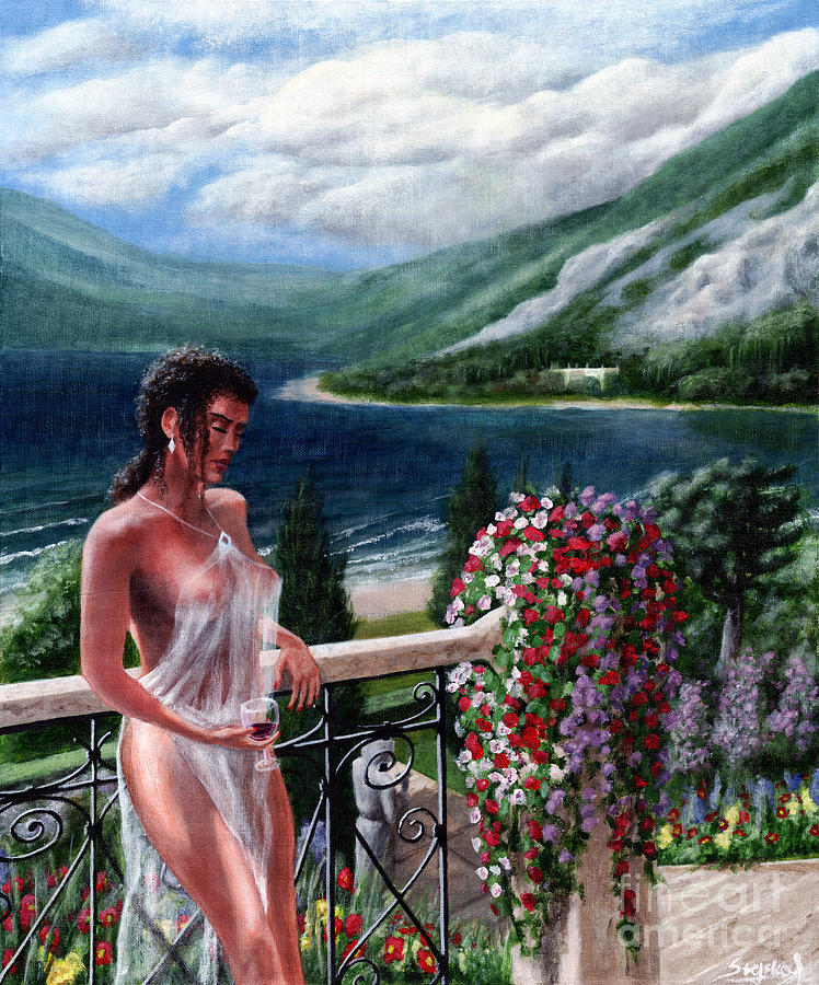 Flower Painting - At The Villa by Bretislav Stejskal