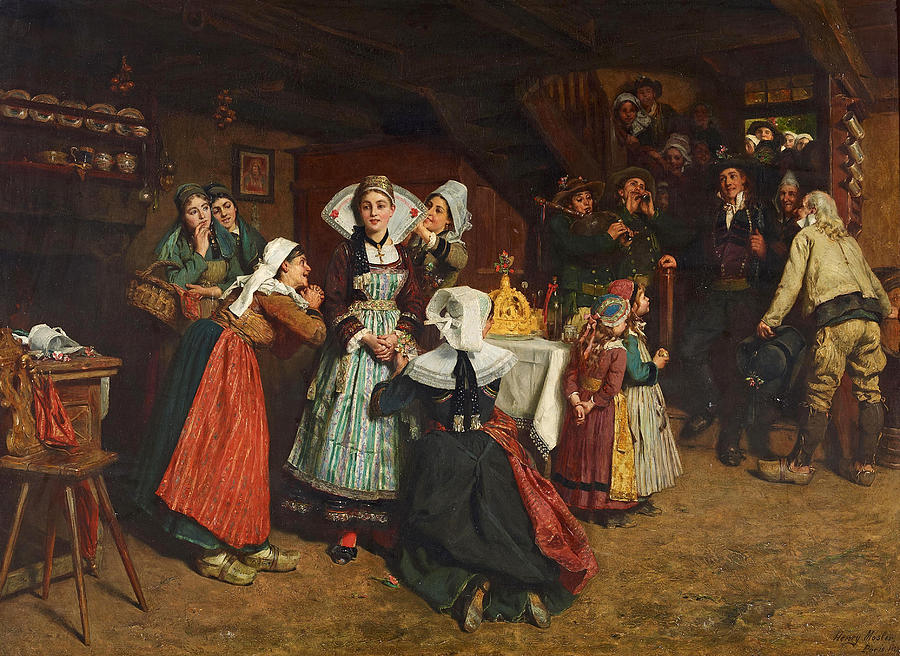 At the wedding morning Painting by Henry Mosler