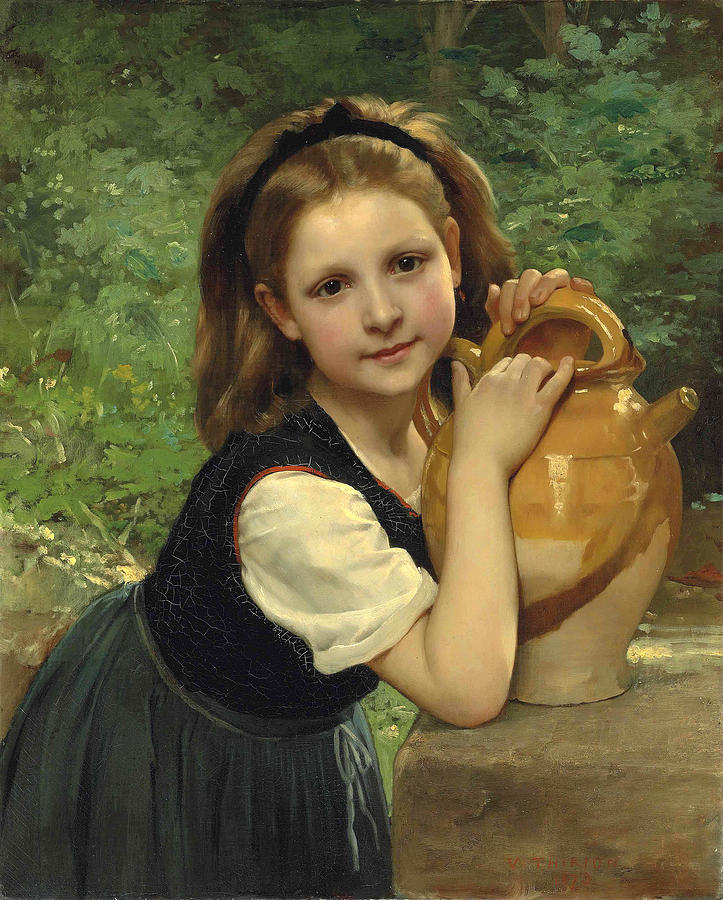 At the well Painting by Charles Victor Thirion
