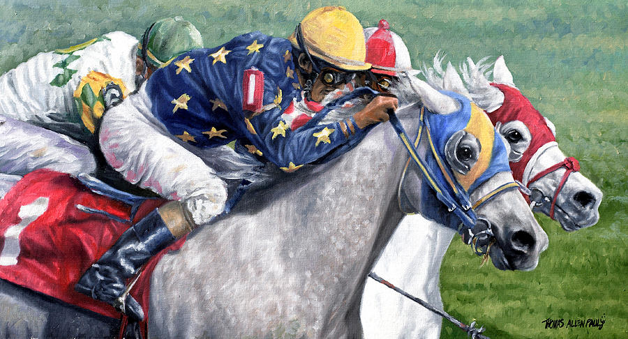 Horse Painting - At the Wire by Thomas Allen Pauly