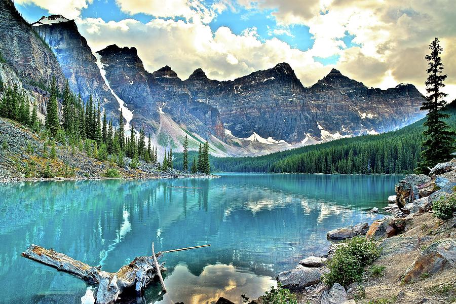 At Waters Edge Moraine Lake Photograph by Frozen in Time Fine Art Photography
